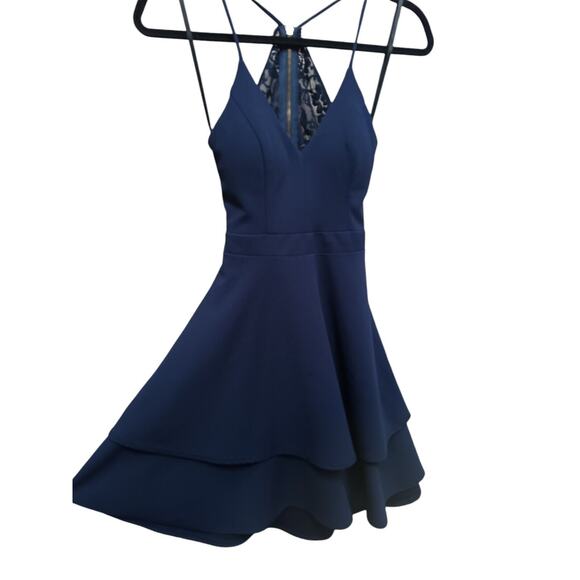 Camille La Vie Dress Navy Blue Lace Fit And Flare Size 3/4 Layered - Picture 5 of 7